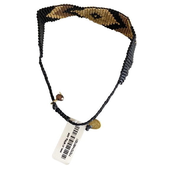 NWT Mishky Peeky Black & Gold Beaded Bracelet